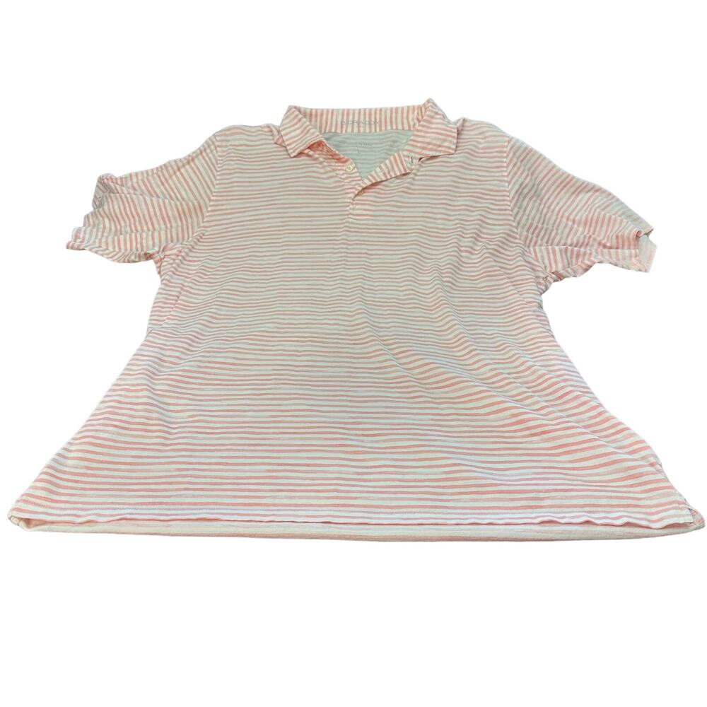 B. Draddy Golf Polo Pink + White Striped Men's Large